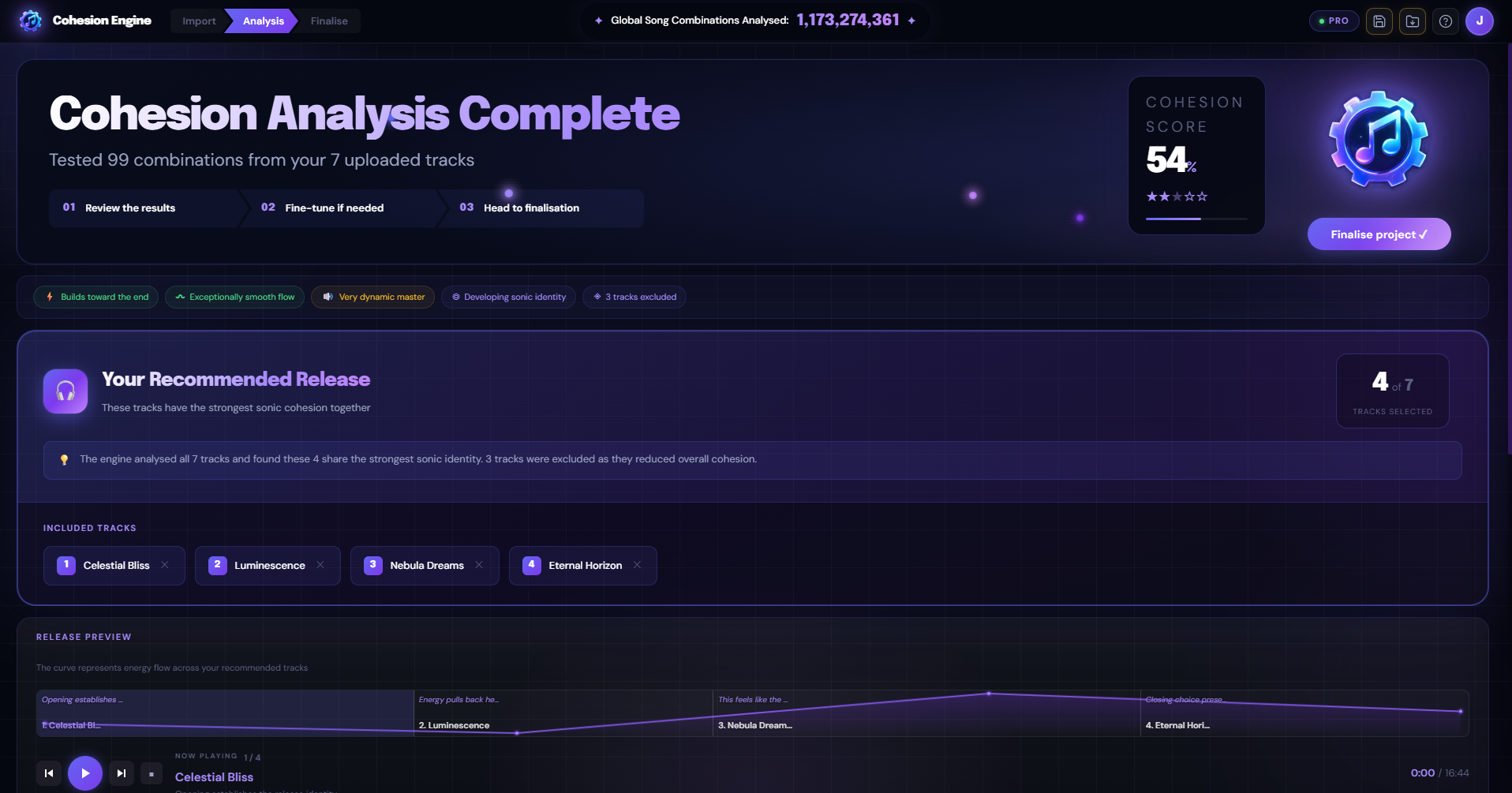 Cohesion Engine Analysis Screen